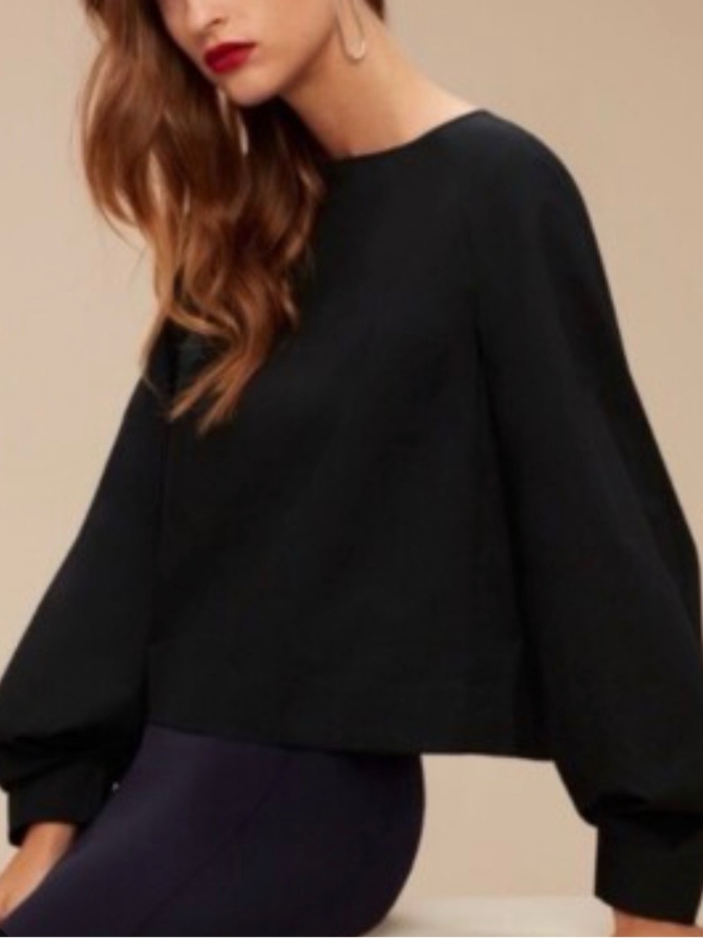 Babaton Aritzia Nikki Crop Top With Puff Sleeves Size Small